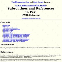 Subroutines and References in Perl