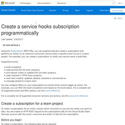 Subscribe to Visual Studio Team Services events from another service
