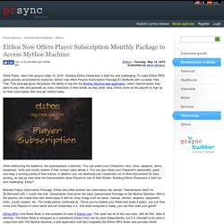 Elthos Now Offers Player Subscription Monthly Package to Access Mythos Machine