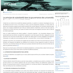 Le principe de subsidiarité dans la gouvernance des universités at JFM