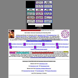 Salters GCE AS Chemistry past papers B Advanced Subsidiary syllabus-specification H035, past papers practice exam links, Module Unit F331 Chemistry of Life, EL Elements of Life, DF Developing Fuels, Module Unit F332 Chemistry of Natural Resources, ES Elem