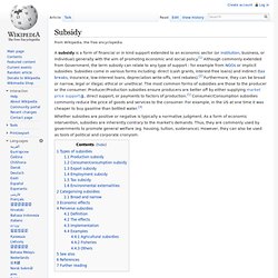 Subsidy, wikipedia