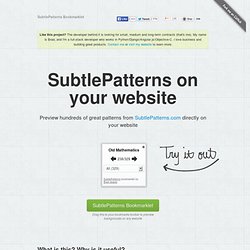 SubtlePatterns Bookmarklet - Preview backgrounds on your website