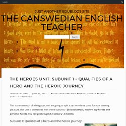 The Heroes Unit: Subunit 1 – Qualities of a Hero and the Heroic Journey – The Canswedian English Teacher