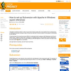How to set up Subversion with Apache in Windows (quick reference)