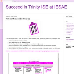 Work plan to succeed in Trinity ISE