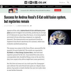 Success for Andrea Rossi's E-Cat cold fusion system, but mysteries remain