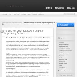 Ensure Your Child’s Success with Computer Programming for Kids