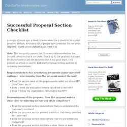 Successful Proposal Section Checklist - Dan Safford Associates