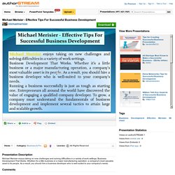 Michael Merisier - Effective Tips for Successful Business Developm..