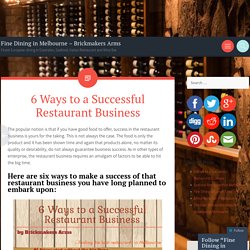 6 Ways to a Successful Restaurant Business