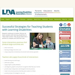 Successful Strategies for Teaching Students with Learning Disabilities - Learning Disabilities Association of America