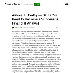 Ameca L Cooley — Skills You Need to Become a Successful Financial Analyst