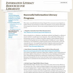 Successful Information Literacy Programs - Information Literacy Resources for Librarians