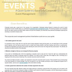 A Quick Guide to a Successful Corporate Event Management