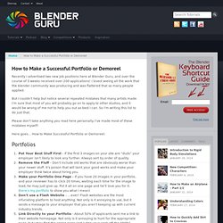 How to Make a Successful Portfolio or Demoreel