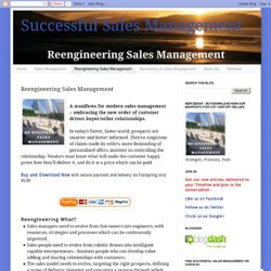 Successful Sales Management: Reengineering Sales Management