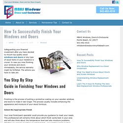 How To Successfully Finish Your Windows and Doors
