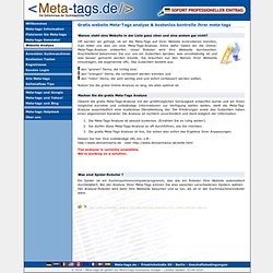Gratis website Meta-Tags analyse und kostenlos kontrolle ihrer HTML meta-tags - Meta-tags suchmaschine optimalisierung