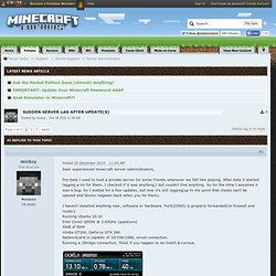 Sudden Server Lag after update(s) - Minecraft Forums