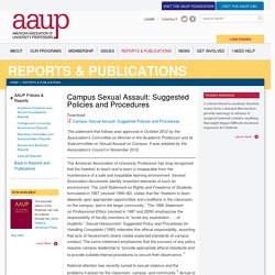 Campus Sexual Assault: Suggested Policies and Procedures