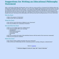 Suggestions for Writing a Philosophy Statement