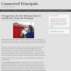 9 Suggestions for the Welcome Back to School letter from the Principal