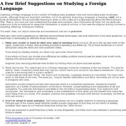 Suggestions on Studying a Foreign Language