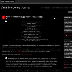 1970s record album suggests 9/11 foreknowledge » Van's Hardware Journal