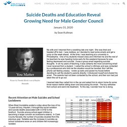 Suicide Deaths and Education Reveal Growing Need for Male Gender Council