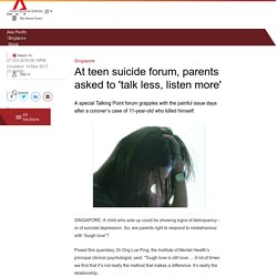 At teen suicide forum, parents asked to 'talk less, listen more'