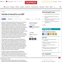 Suicide et travail Le cas EDF
