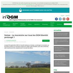12 oct. 2021 Suisse - Le moratoire sur tous les OGM bientôt prolongé ?