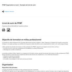 PFMP Organisation et suivi - Exemple de livret de suivi