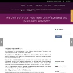Delhi Sultanate Rulers list their Dynasties and Delhi Sultanate Period