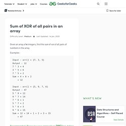 Sum of XOR of all pairs in an array
