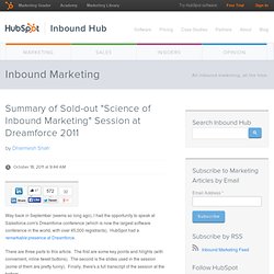 Summary of Sold-out "Science of Inbound Marketing" Session at Dreamforce 2011