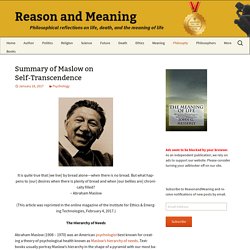 Summary of Maslow on Self-Transcendence