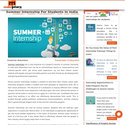 Summer Internship for Students in India