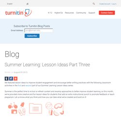 Summer Learning: Lesson Ideas Part Three