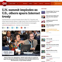 U.N. summit implodes as U.S., others spurn Internet treaty
