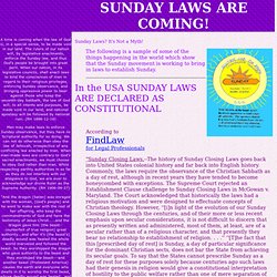 SUNDAY LAW IS COMING
