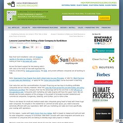 Lessons Learned from Selling a Solar Company to SunEdison