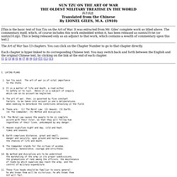 Art of War by SunTzu [SunZi] -English Hypertext