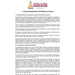 Sunyata (Emptiness) in the Mahayana Context