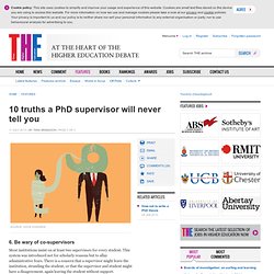 10 truths a PhD supervisor will never tell you