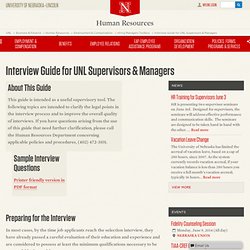 Interview Guide for UNL Supervisors & Managers