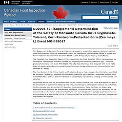 DD2006-57: (Supplement) Determination of the Safety of Monsanto Canada Inc.'s Glyphosate-Tolerant, Corn-Rootworm-Protected Corn (Zea mays L) Event MON 88017 - Plants