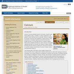Dietary Supplement Fact Sheet: Calcium