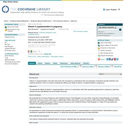 Vitamin C supplementation in pregnancy - The Cochrane Library - Rumbold